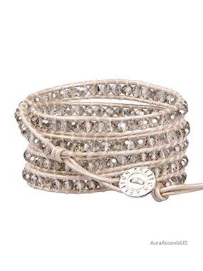 Handmade Crystal Beaded 5 Wrap Bracelet Leather Wrap Bracelet for Women